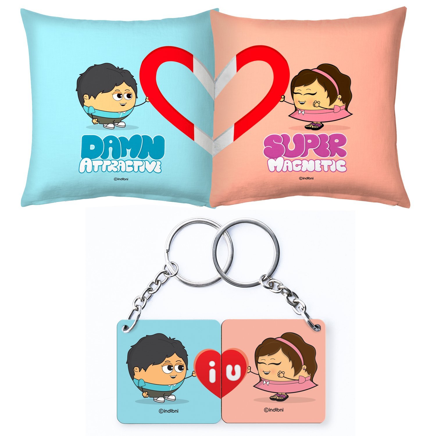 Valentines Gift for Him Set of Cushion Pair and Couple Keychain Gifts ... Valentines Gift for Him Set of Cushion Pair and Couple Keychain Gifts ...