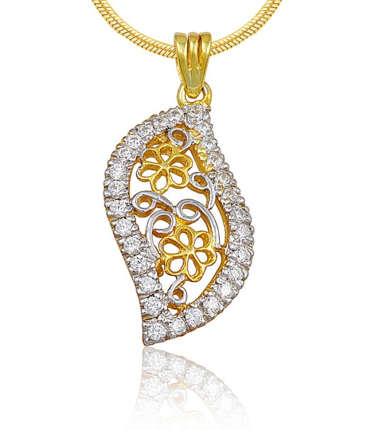 925-Sterling-Silver-Studded-Gold-Plated-Contemporary-Pendant-KGP00074b-13500768717LBvUP