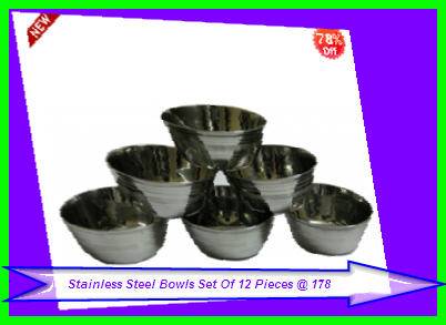 Stainless Steel Bowls Set Of 12 Pieces