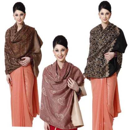 Fidato Black, Brown & Beige Shawls Combo