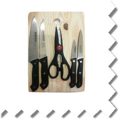 Kitchen Pro Durable Chopping Board With 4 Knives & 1 Scissor